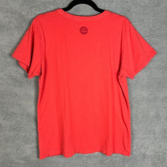 Life Is Good Top Women Large Red Crusher Tee Classic Fit Snowflake Heart Holiday - Picture 6 of 12